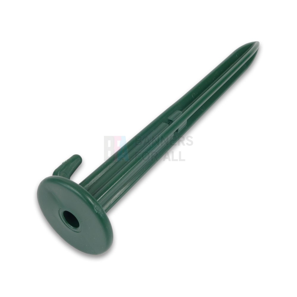 25cm Plastic Ground Stake with 10mm Internal Hole (Green) Banners For All