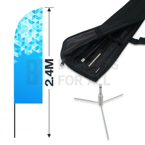 2.4m Feather Banner Kit with 1.8m Banner, 2.6m Push Fit Pole and Three Leg Cross Base