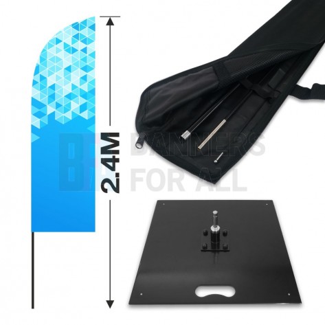 2.4m Feather Banner Kit with 1.8m Banner, 2.6m Push Fit Pole and 15kg Metal Base