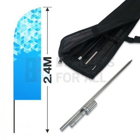 2.4m Feather Banner Kit with 1.8m Banner, 2.6m Push Fit Pole and Hammer In Ground Stake