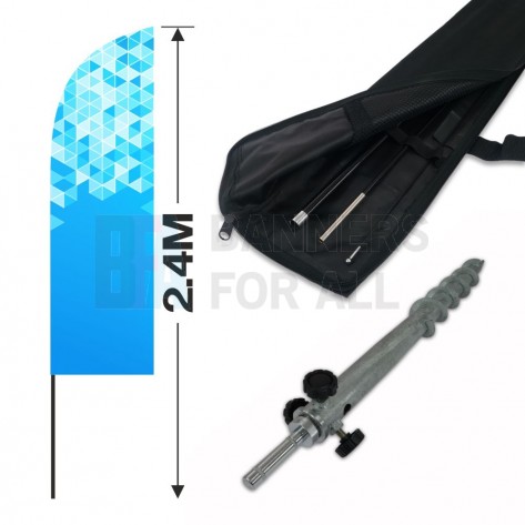 2.4m Feather Banner Kit with 1.8m Banner, 2.6m Push Fit Pole and Screw In Ground Stake