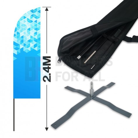 2.4m Feather Banner Kit with 1.8m Banner, 2.6m Push Fit Pole and Universal Cross Base