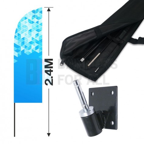 2.4m Feather Banner Kit with 1.8m Banner, 2.6m Push Fit Pole and 25 Degree Wall Bracket 