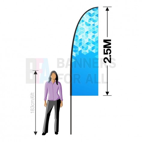 2.5m x 0.8m Feather Banner Replacement Graphic