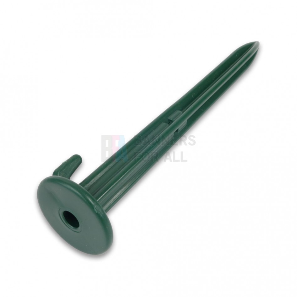 25cm Plastic Ground Stake with 10mm Internal Hole (Green) Banners For All