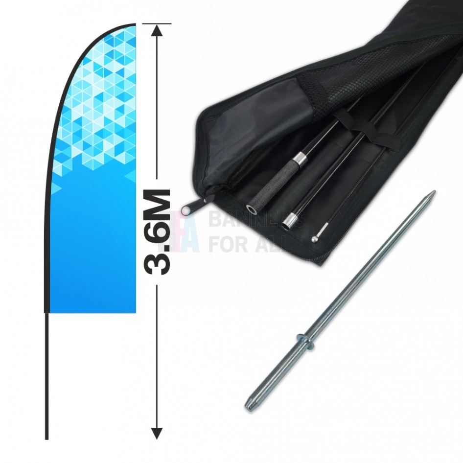 Medium Feather Banner, 4m Push Fit Pole and Simple Ground Stake