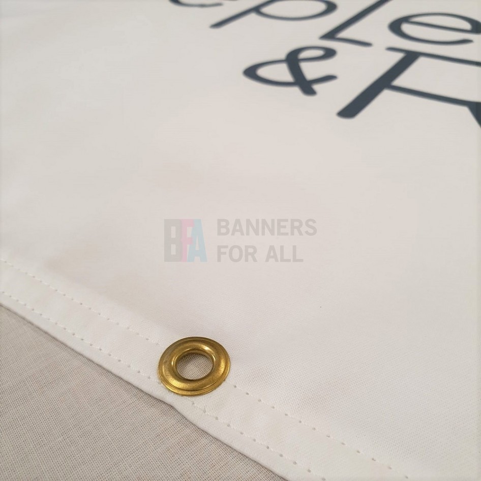 246gsm Warp Satin Cotton Fabric Banner with hems and eyelets | Fabric ...