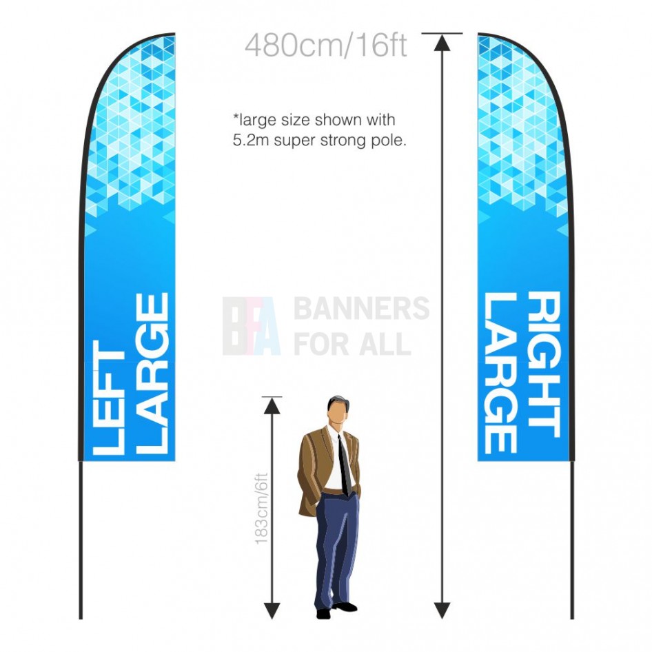 3.5m x 0.8m Feather Banner Handed Pair (LH+RH) Feather Banners