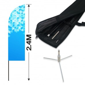 2.4m Feather Banner Kit with 1.8m Banner, 2.6m Push Fit Pole and Three Leg Cross Base