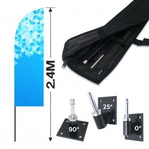 2.4m Feather Banner Kit with 1.8m Banner, 2.6m Push Fit Pole and Wall/Floor Bracket