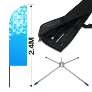 2.4m Feather Banner Kit with 1.8m Banner, 2.6m Push Fit Pole and Folding Cross Base