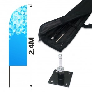 2.4m Feather Banner Kit with 1.8m Banner, 2.6m Push Fit Pole and 90 Degree Wall Bracket
