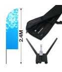 2.4m Feather Banner Kit with 1.8m Banner, 2.6m Push Fit Pole and Car Wheel Base