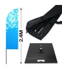 2.4m Feather Banner Kit with 1.8m Banner, 2.6m Push Fit Pole and 15kg Metal Base