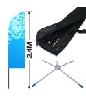 2.4m Feather Banner Kit with 1.8m Banner, 2.6m Push Fit Pole and Folding Cross Base