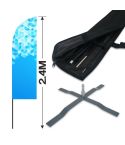 2.4m Feather Banner Kit with 1.8m Banner, 2.6m Push Fit Pole and Universal Cross Base