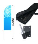 2.4m Feather Banner Kit with 1.8m Banner, 2.6m Push Fit Pole and 25 Degree Wall Bracket