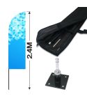 2.4m Feather Banner Kit with 1.8m Banner, 2.6m Push Fit Pole and 90 Degree Wall Bracket