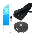 2.4m Feather Banner Kit with 1.8m Banner, 2.6m Push Fit Pole and 10KG Concrete Base