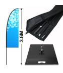 3.6m Feather Banner Kit with 2.5m Banner, 4m Push Fit Pole and 15kg Metal Base