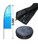 3.6m Feather Banner Kit with 2.5m Banner, 4m Push Fit Pole and Spare Wheel Base