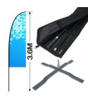 3.6m Feather Banner Kit with 2.5m Banner, 4m Push Fit Pole and Universal Cross Base