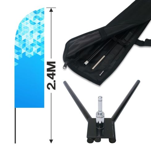 2.4m Feather Banner Kit with 1.8m Banner, 2.6m Push Fit Pole and Car Wheel Base