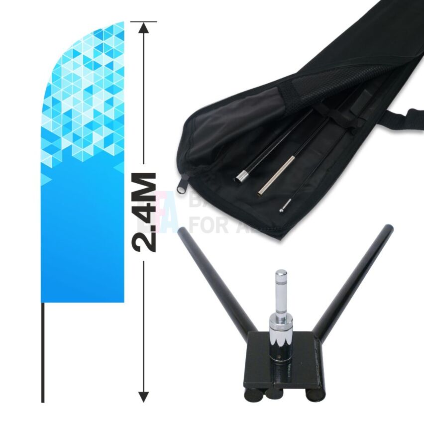 2.4m Feather Banner Kit with 1.8m Banner, 2.6m Push Fit Pole and Car Wheel Base