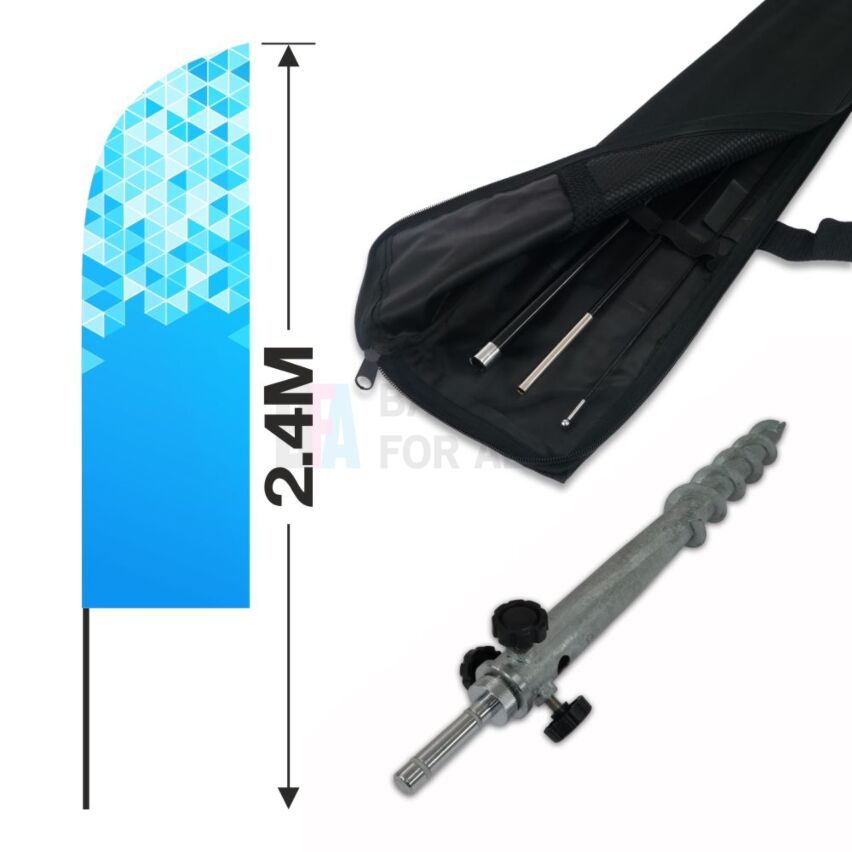 2.4m Feather Banner Kit with 1.8m Banner, 2.6m Push Fit Pole and Screw In Ground Stake